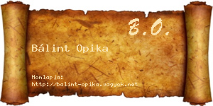 Bálint Opika névjegykártya
